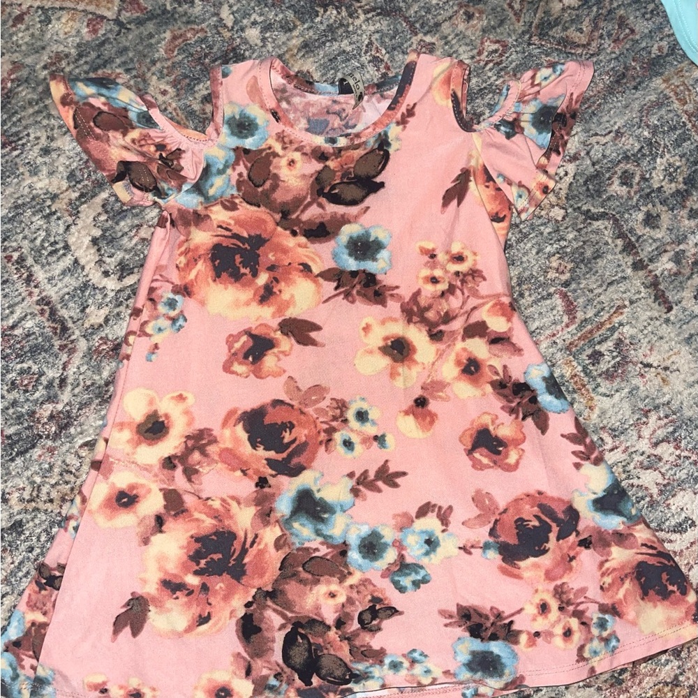 Pomelo Pink Floral Kids Casual Dress